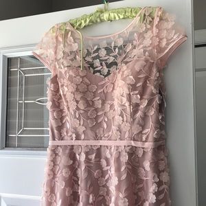 XSCAPE Pink Floral Appliqué Dress